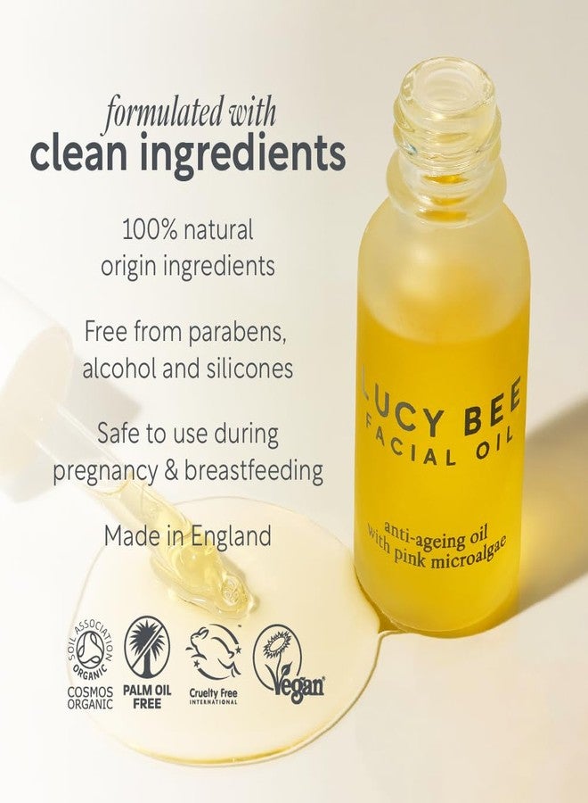 Lucy Bee Face Oil, Certified Organic, Antioxidant Rich Facial Oil, Pink Microalgae, Vitamin E & Squalane, Lightweight & Luxurious, Dermatologist Approved, Cruelty Free & Vegan, 0.6fl oz - Image 2